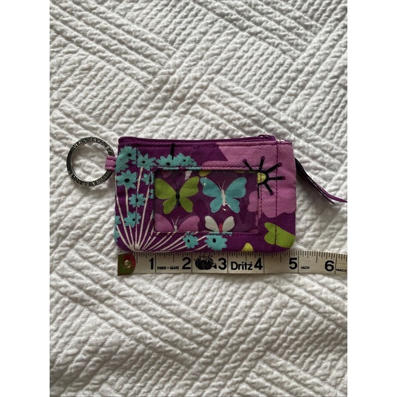 Vera Bradley Womens Butterfly Flowers Fabric Purple ID Holder Coin Purse Small - Picture 6 of 7